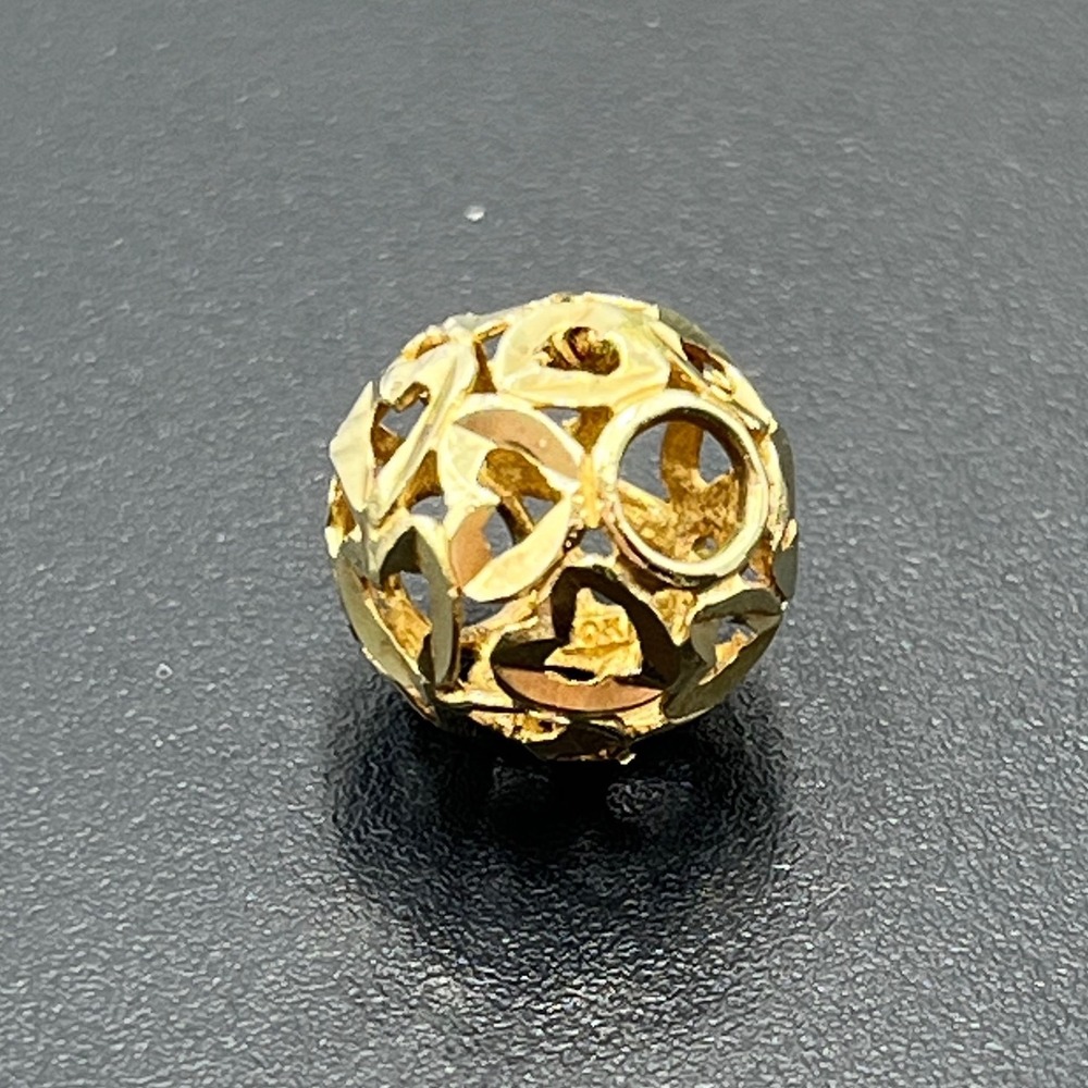 Signed 10k Yellow Gold‎ 1.12 Grams Open Heart Cutout European Bead Charm 11mm